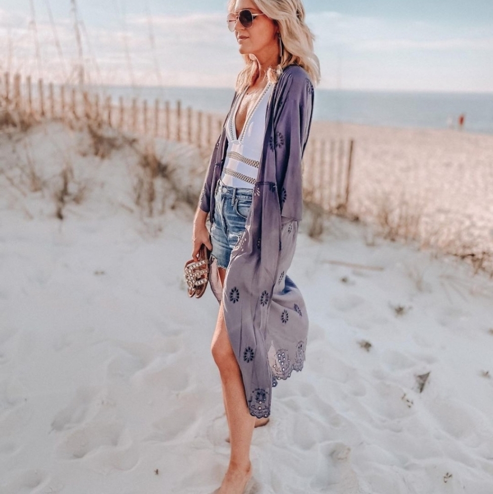 Time&Tru Eyelet Kimono